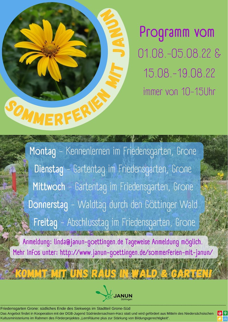 Flyer ohne Beschnitt - Sommerferien mit JANUN