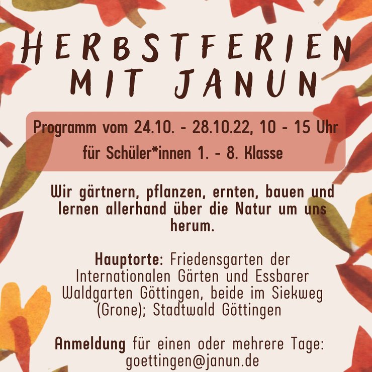 Herbstferien mit JANUN Flyer 2022