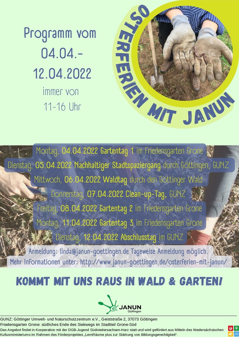 Plakat Osterferien mit JANUN 2022